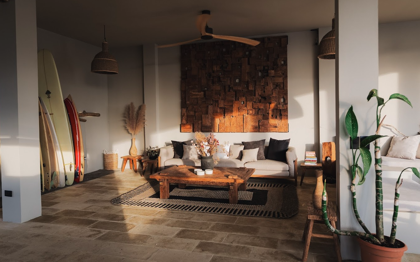 Selvamar lounge with surfboards